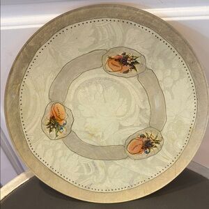 Beautiful vintage hand-decorated decoupage plate, signed/dated by S. Ward, 1992